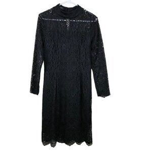 VTG Y2K Noctflos Black Lace Whimsigoth Long Sleeve Dress Size Medium Gothic